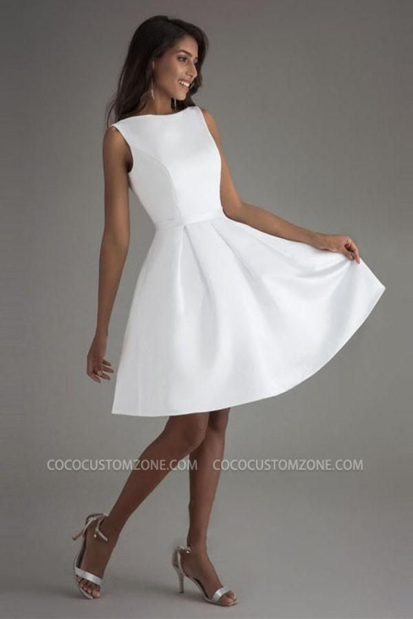 Satin Short/Mini Scoop Simple Cheap Wedding dresses