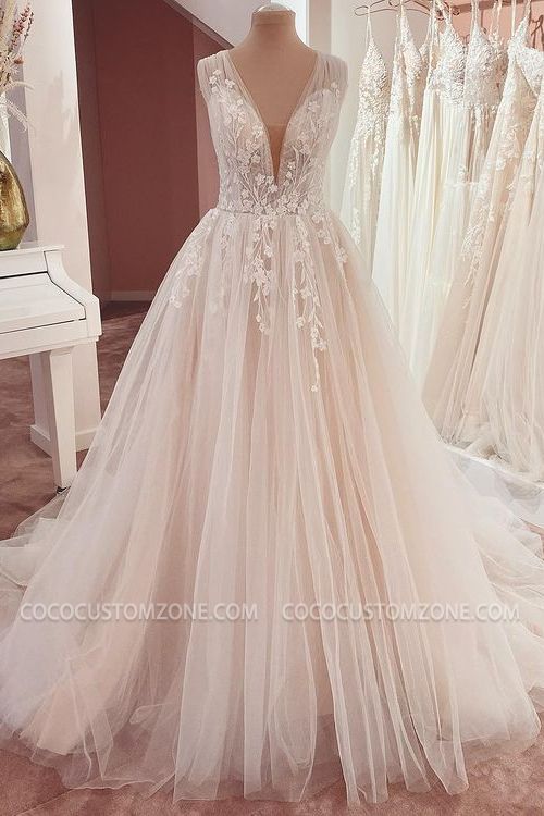 Designer Boho Wedding Dress | A-line Lace Wedding Dress with Wide Straps