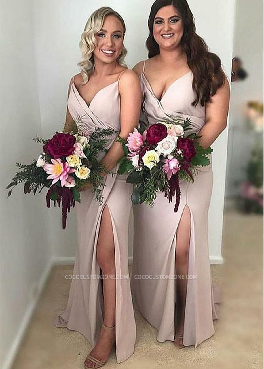 Cheap Chiffon  Floor-length Sheath/column Bridesmaid Dress