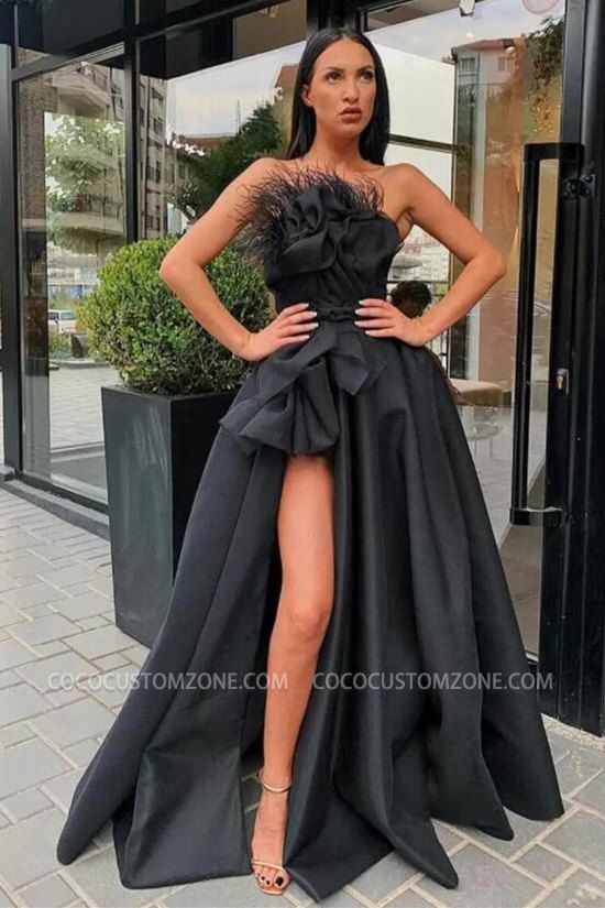 Black Sleeveless Off Shoulder A-Line Evening Gown | Cheap Homecoming Dresses