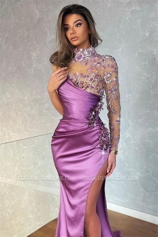 Glittering Modern Long Sleeve Cuff Evening Gown | Ball Gown
