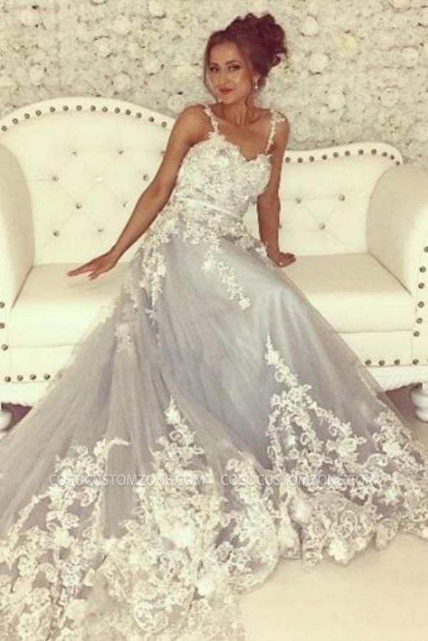 Beautiful Cheap Spaghetti Strap Lace Long Evening Dress | Evening Wear