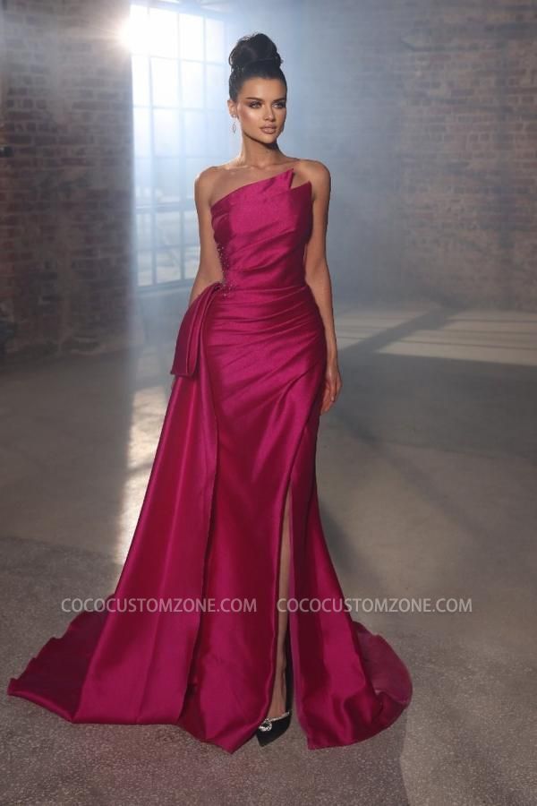 Fuchsia One Shoulder Mermaid Evening Gown | Simple Long Prom Dress for Cheap