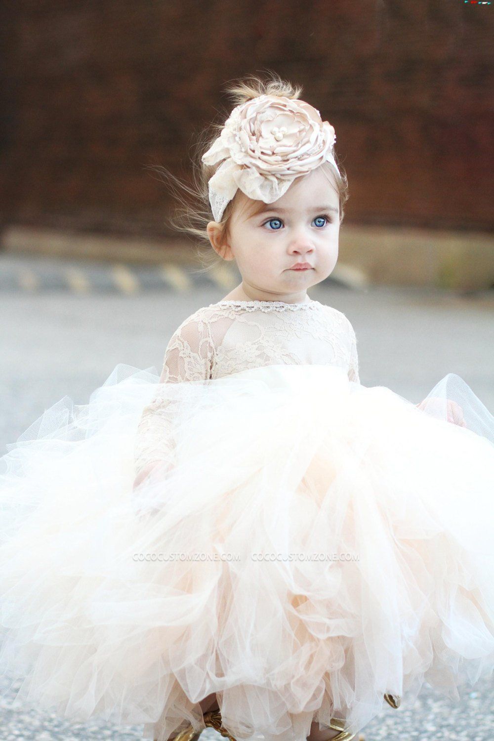 The Latest Long Sleeve Lace Fluffy Girl Beauty Girl Dress | Tea Length Dress