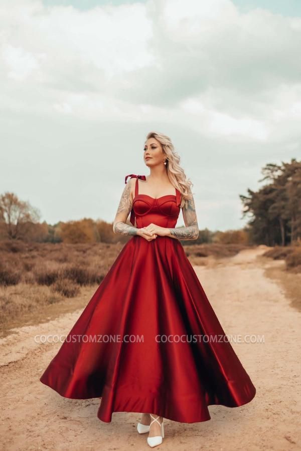Satin Ankle-Length Sweetheart A-line EveningDresses | Cocktail dresses red cheap