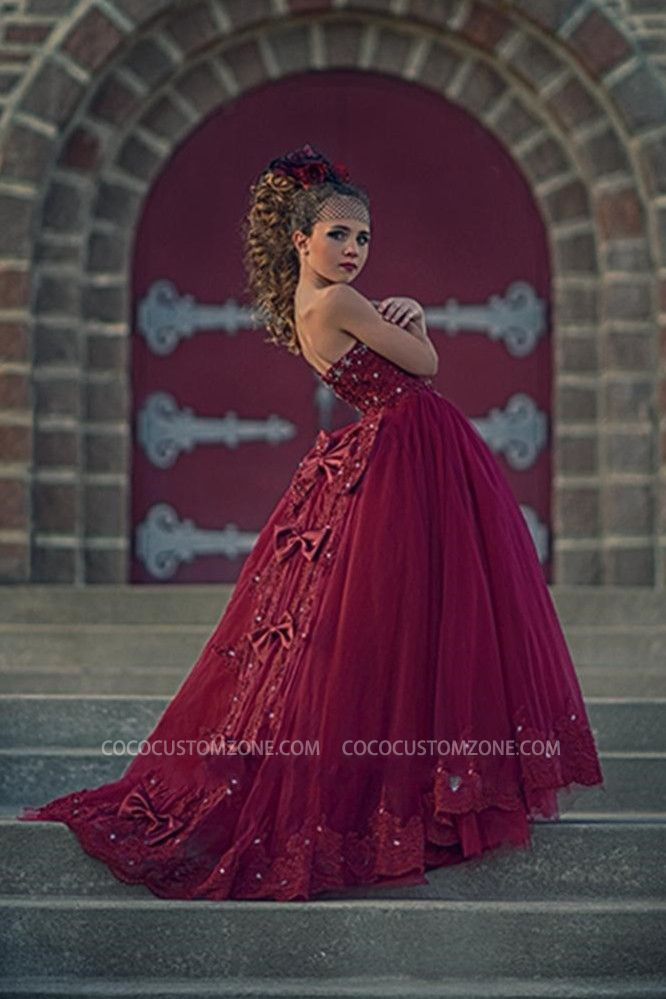 Chiffon Dress Lace Applique Sweetheart Neckline Girl Girl Beauty After Opening And Bowknot | Floor Length Dress