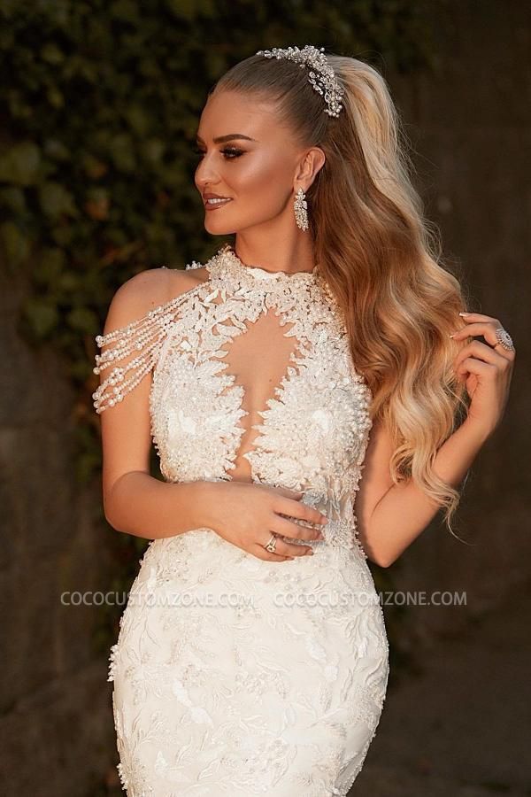 Gorgeous Halter Mermaid Wedding Dress With Lace