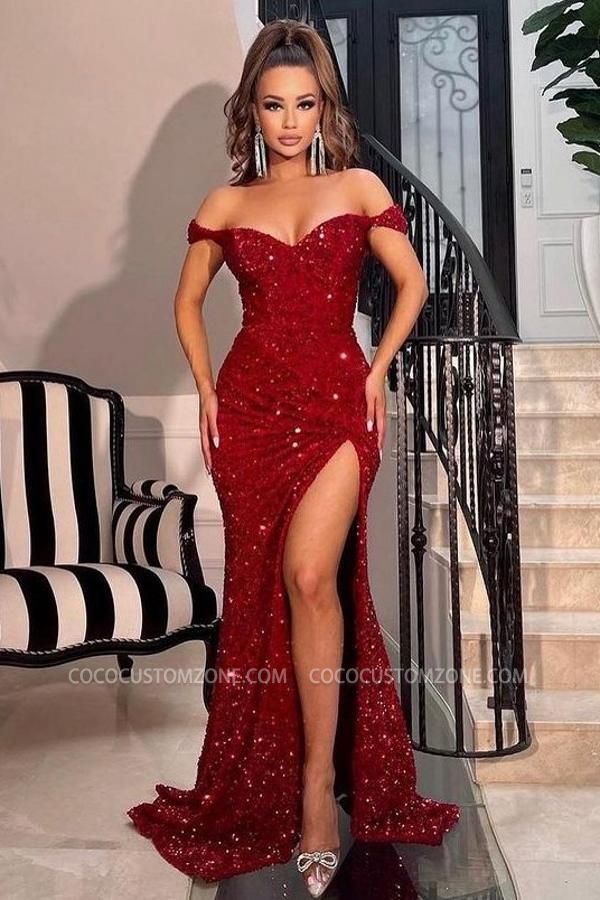 Shimmering Red Mermaid Ball Gown Evening Gown