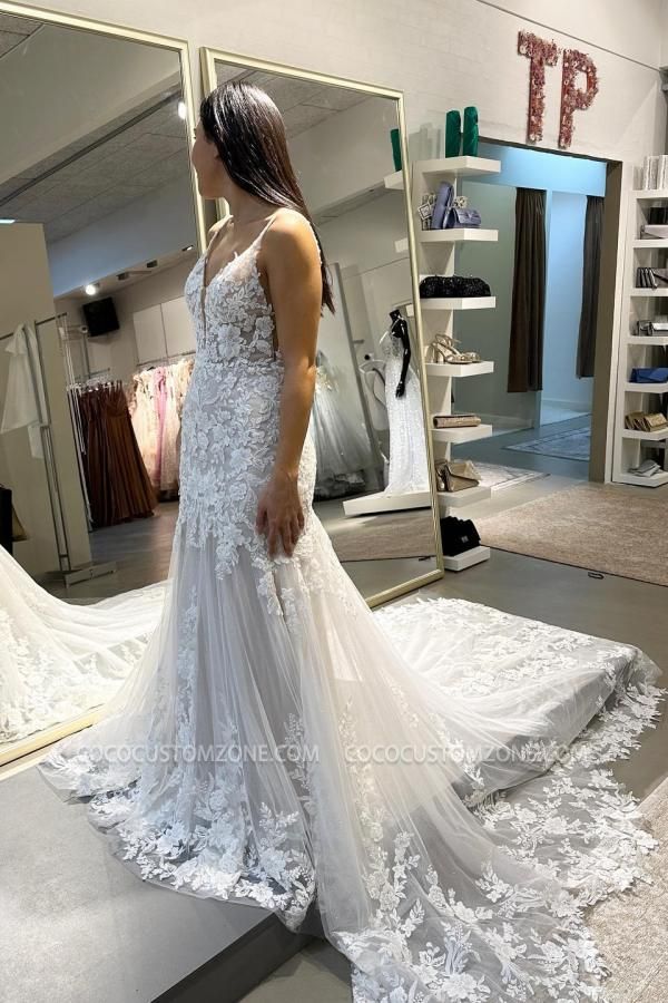 Designer Mermaid Lace Cheap Wedding Dress