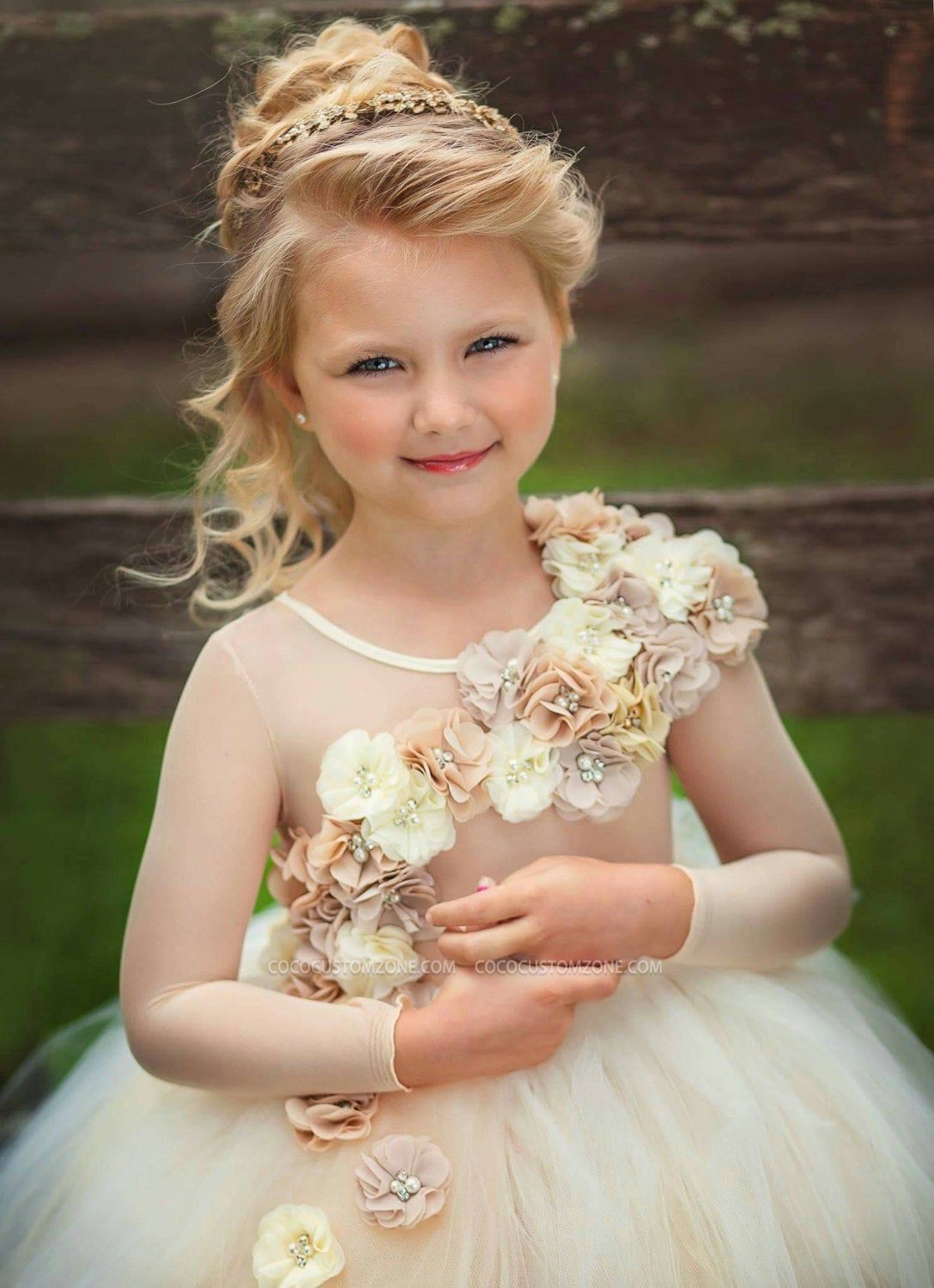 Gorgeous Transparent Long Fluffy Gauze Girl Dress And Flower Girl Beauty | Floor Length Dress By Hand
