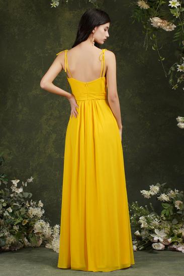 Simple Bridesmaid Dress With One Strap Yellow Chiffon Slit_5