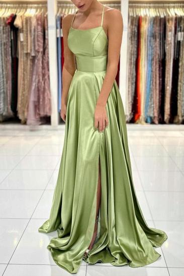 A-Line Square Backless Broom Satin Ball Gown_2