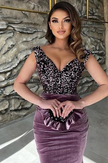 Velvet Long V-Neck Mermaid Evening Dress With Two Pieces | Cheap Prom Dresses_2
