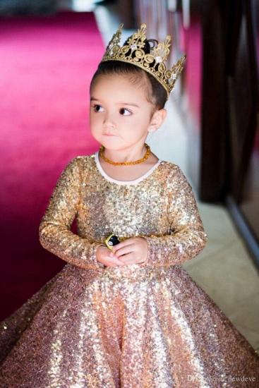 Luxury Sequined Long Sleeve Girl Dress_3