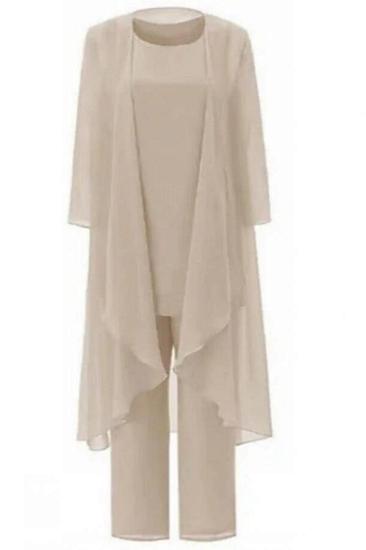 Chiffon Asymmetrical Scoop 3/4 Sleeves Two Piece MotherDress_5
