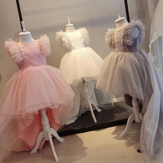 Lovely Little Girl Beauty White Hat Sleeve Dress | Girl Pink Chiffon Dress_2