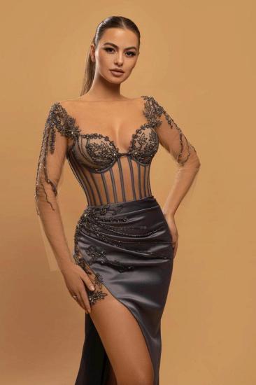 Sexy Mermaid Evening Gown with Sleeves | Long Dress with Lace_3