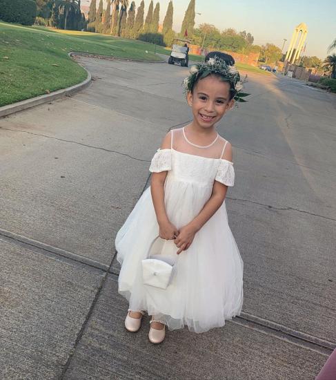 Beautiful Gauze Girl Dress | White Lace Pageant Dress Little Girl_4
