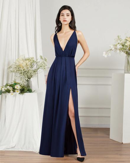 Chiffon Dark Green V-Neck Side Slit Floor Length Prom Dress | Cheap Evening Dresses_10