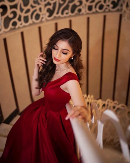 Elegant Red Cardigan A-Line Princess Evening Dress | Wide Strap Ball Dress_7