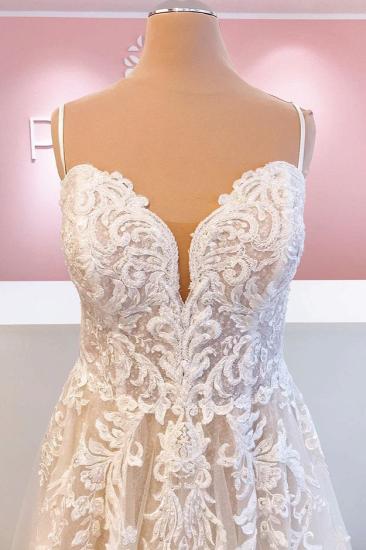 Chic Sweetheart Neck Lace Wedding Dress | Cheap One Line Wedding Dresses_3