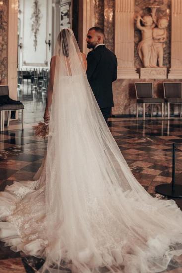 Appliques Lace V-Neck Mermaid Wedding dresses | Luxury wedding dresses glitter_2