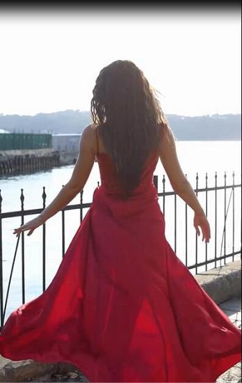 Red Side Slit Spaghetti Strap Sweetheart Floor Length Ball Gown | Sexy Long Evening Gown_3