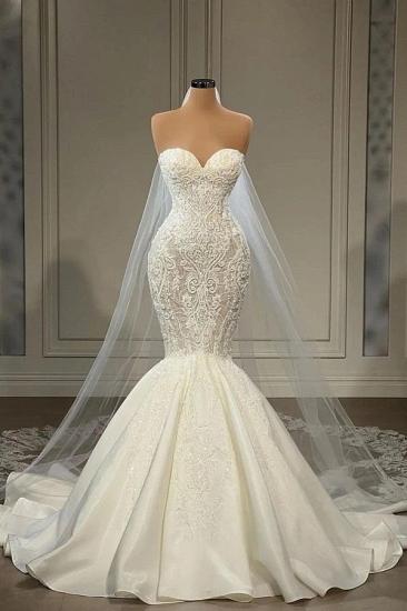Sexy Heart Neck Long Mermaid Wedding Dress | Sexy Lace Wedding Dress