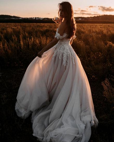 Romantic A-Line Boho Heart Neck Wedding Dress | Boho Style Wedding Dress with Lace_3