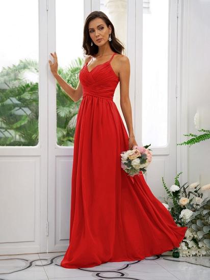 Lilac Chiffon V-Neck Spaghetti Straps Bridesmaid Dresses Simple_34