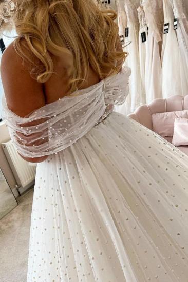 Elegant White Off-shoulder Wedding Dress Wedding Dress_5