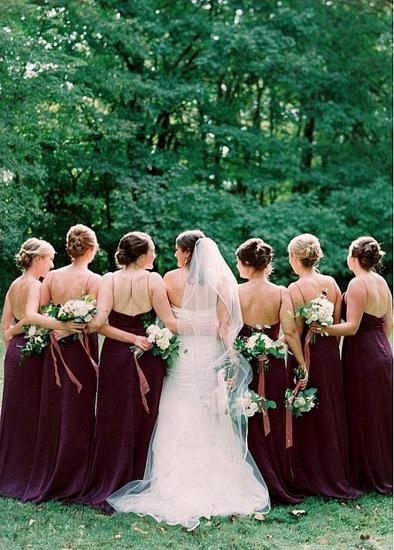 Chiffon V-Neck Spaghetti Straps A-line Bridesmaid Dresses_2
