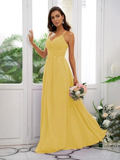 Lilac Chiffon V-Neck Spaghetti Straps Bridesmaid Dresses Simple_23