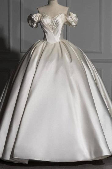 Romantic Off-the-shoulder Satin Ball Wedding Dress