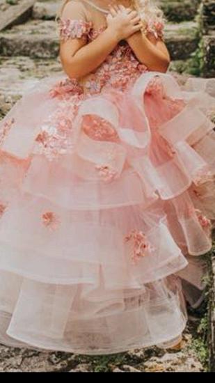 Lovely Layered Tulle Girl Dress With Short Sleeves With Flower Beauty | Little Girl Dress By Hand_3