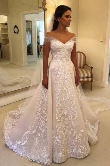 Vintage A-line Off-the-shoulder Lace Wedding Dress