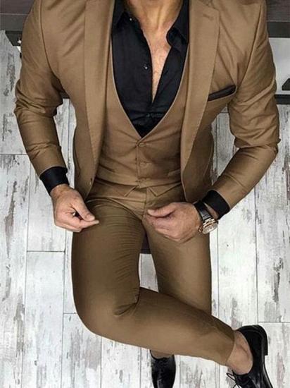 Chocolate Brown Prom Men's Suit | Three-Piece Sleek Slim Formal Suit