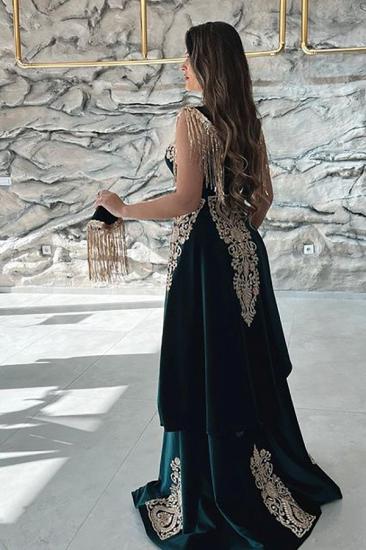 gorgeous green velvet high neck long ball gown | cheap velvet evening dresses_3