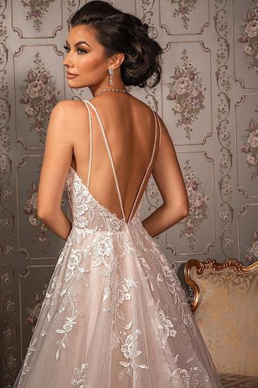 Beautiful Wedding Dress A-line V Neck Lace | Backless Wedding Dress_3