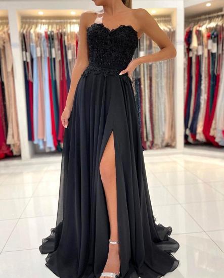 Sweetheart Sleeveless Front Slit Long Tulle Ball Gown_3