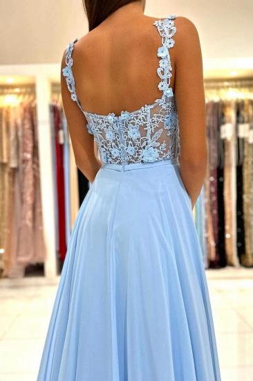 Sweetheart Floor-length Tulle Slit Prom Dress with Flowers_4