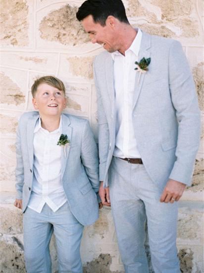 Summer Light Blue Linen Men's Formal 2 Piece Suit | Custom Groom Wedding Tuxedo | Family Wear