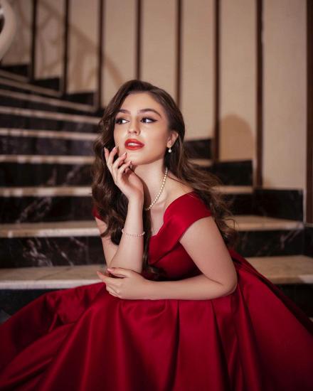 Elegant Red Cardigan A-Line Princess Evening Dress | Wide Strap Ball Dress_8