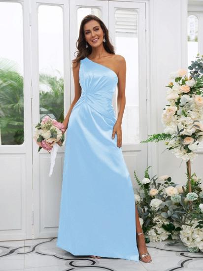 One Shoulder Dark Green Long Bridesmaid Dresses | Simple Bridesmaid Dress_26