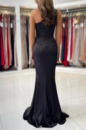 Cheap one shoulder open fork black ball gown | simple and in evening dress_4