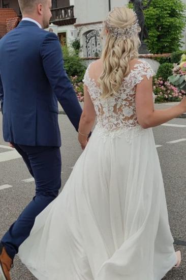 White Elegant Lace Long A-word Sms High Waist Line Wedding Dress_4