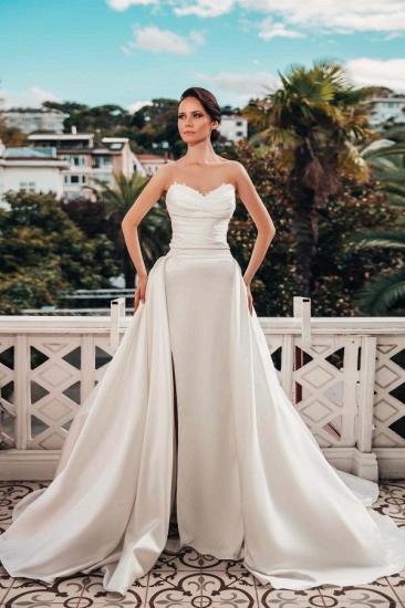 Designer A Line Satin Lace Wedding Dresses_1