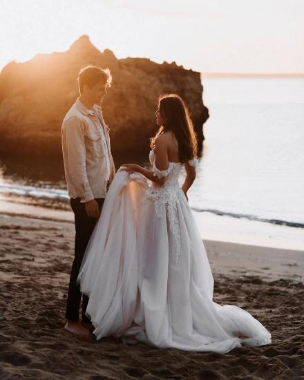 Romantic A-Line Boho Heart Neck Wedding Dress | Boho Style Wedding Dress with Lace_2