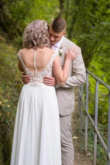 Elegant Lace Sleeveless Floor Length Wide Shoulder Strap Wedding Dress_3