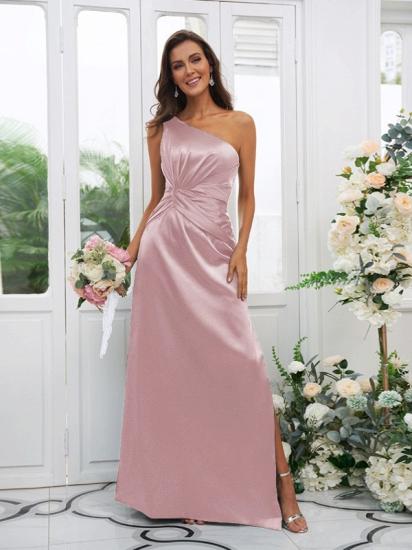 One Shoulder Dark Green Long Bridesmaid Dresses | Simple Bridesmaid Dress_12